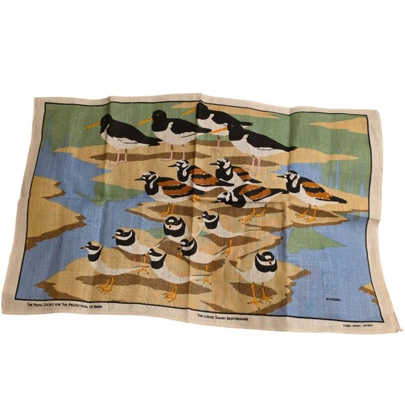 Pure Irish Linen Tea Towel Featuring The Lodge Sandy Bedfordshire By The Royal S - Picture 1 of 6